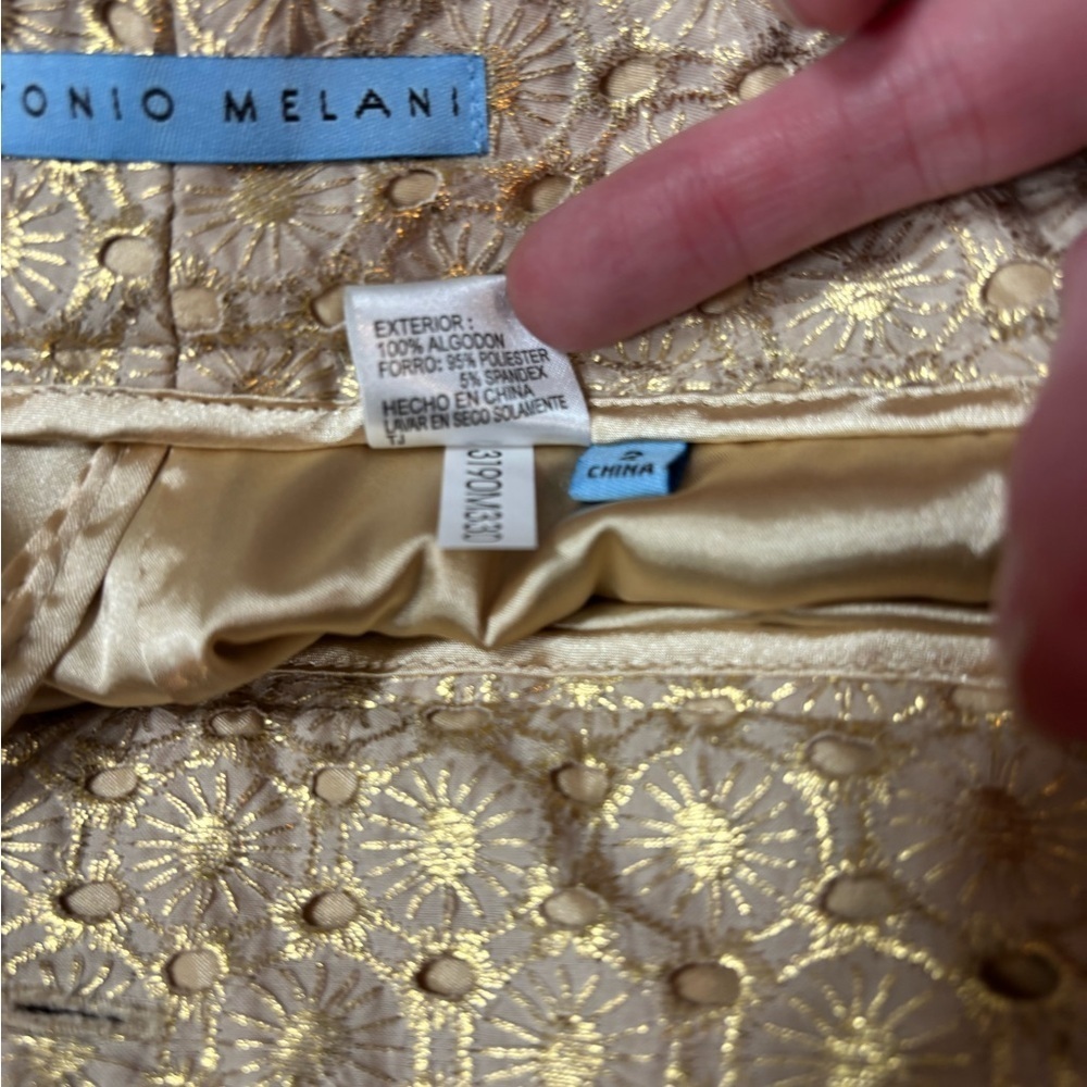 ANTONIO MELANI Gold Eyelet Embroidered Pants - Picture 4 of 7